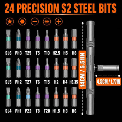24-in-1 Ratchet Screwdriver, T-Handle Ratchet Screwdriver
