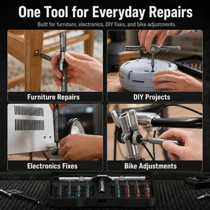 24-in-1 Ratchet Screwdriver, T-Handle Ratchet Screwdriver
